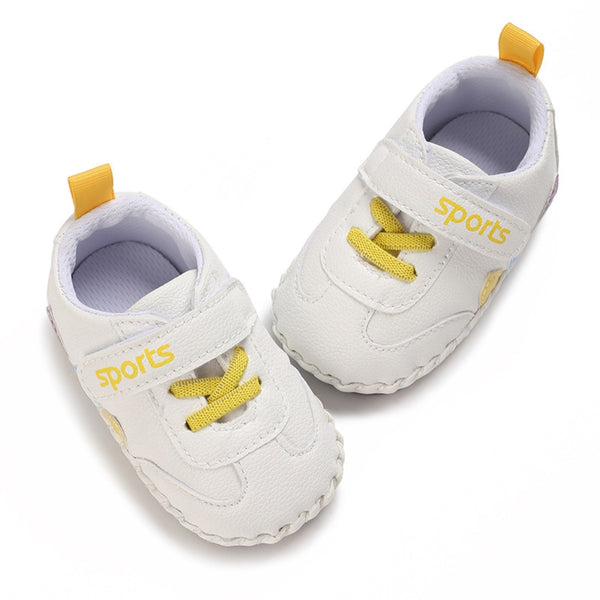 Baby Unisex Sports Anti Slip Velcro & Lace Yellow Shoe Booties-BT5467
