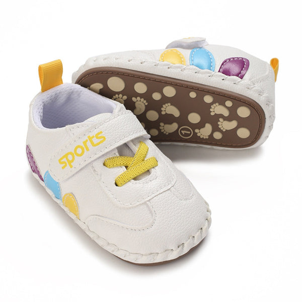 Baby Unisex Sports Anti Slip Velcro & Lace Yellow Shoe Booties-BT5467