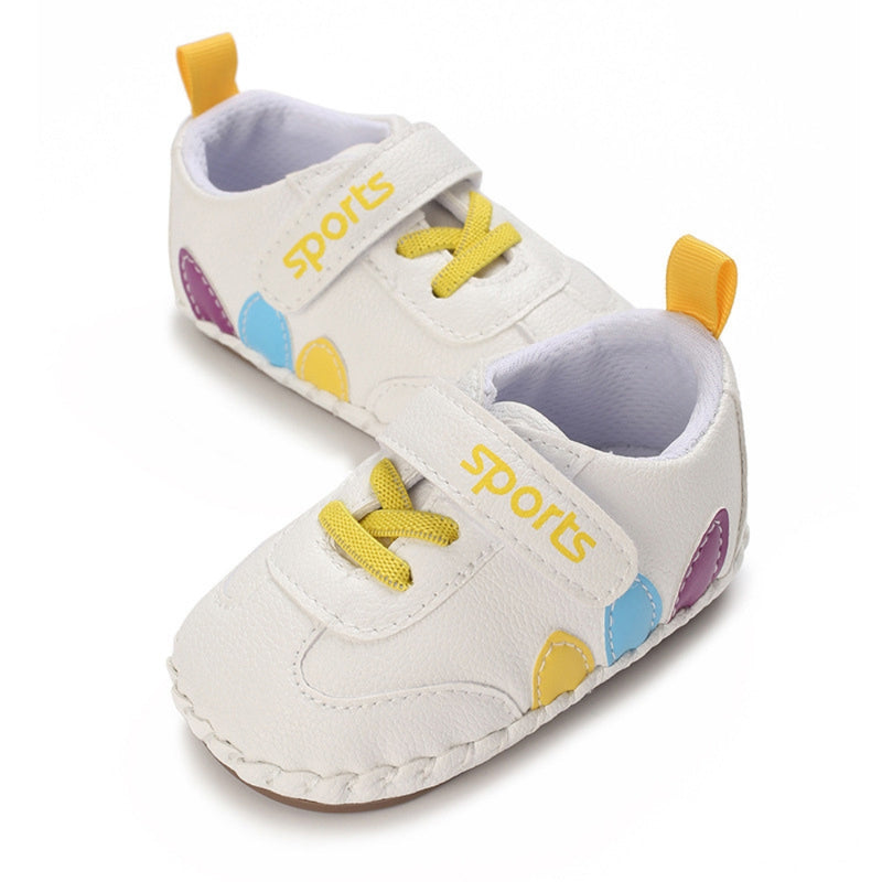 Baby Unisex Sports Anti Slip Velcro & Lace Yellow Shoe Booties-BT5467