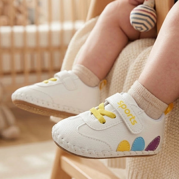 Baby Unisex Sports Anti Slip Velcro & Lace Yellow Shoe Booties-BT5467