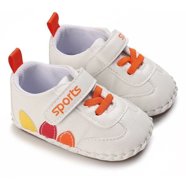 Baby Unisex Sports Anti Slip Velcro & Lace Orange Shoe Booties-BT5469