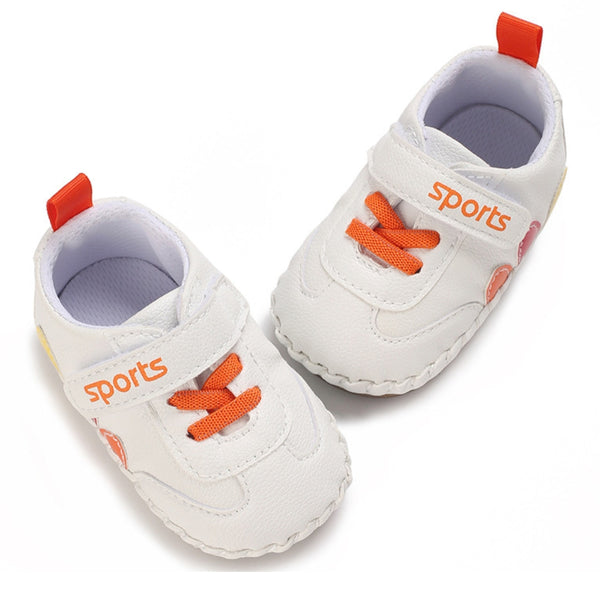 Baby Unisex Sports Anti Slip Velcro & Lace Orange Shoe Booties-BT5469