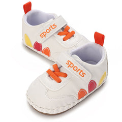 Baby Unisex Sports Anti Slip Velcro & Lace Orange Shoe Booties-BT5469