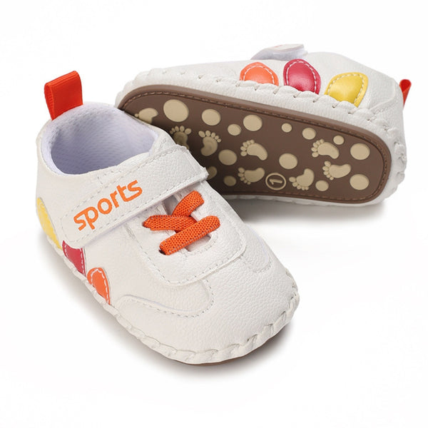 Baby Unisex Sports Anti Slip Velcro & Lace Orange Shoe Booties-BT5469