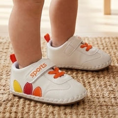Baby Unisex Sports Anti Slip Velcro & Lace Orange Shoe Booties-BT5469