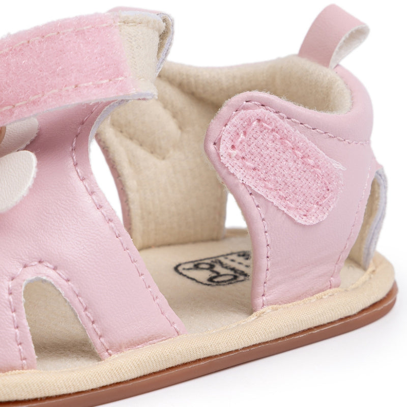 Baby Girls Flower Anti Slip Velcro Pink Sandal Booties-BT5470