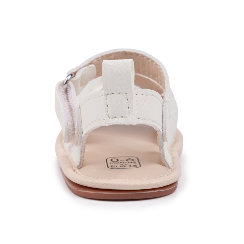 Baby Girls Butterfly Anti Slip Velcro White Sandal Booties-BT5471