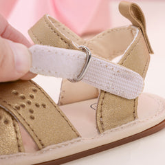 Baby Girls Butterfly Anti Slip Velcro Gold Sandal Booties-BT5472