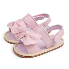 Baby Girls Bow Velcro Pink Sandal Booties-BT5473