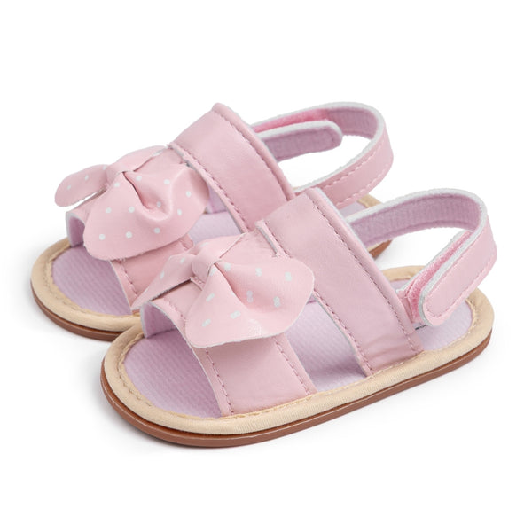 Baby Girls Bow Velcro Pink Sandal Booties-BT5473