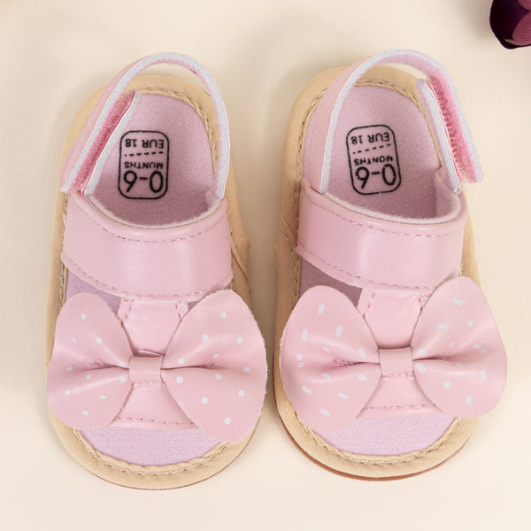 Baby Girls Bow Velcro Pink Sandal Booties-BT5473