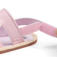 Baby Girls Bow Velcro Pink Sandal Booties-BT5473
