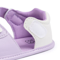 Baby Girls Flower Velcro Purple Sandal Booties-BT5475