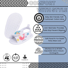 Baby Girls Mermaid & Starfish Velcro White Sandal Booties-BT5477
