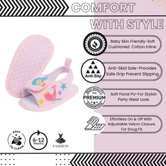Baby Girls Mermaid & Starfish Velcro Pink Sandal Booties-BT5478