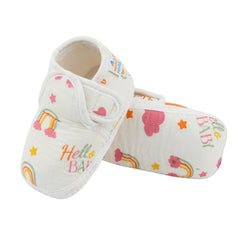 Baby Unisex Muslin Velcro White Booties-BT5483