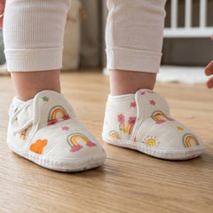 Baby Unisex Muslin Velcro White Booties-BT5483