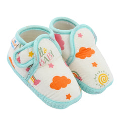 Baby Unisex Muslin Velcro Mint Blue Booties-BT5484