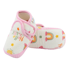 Baby Unisex Muslin Velcro Pink Booties-BT5485