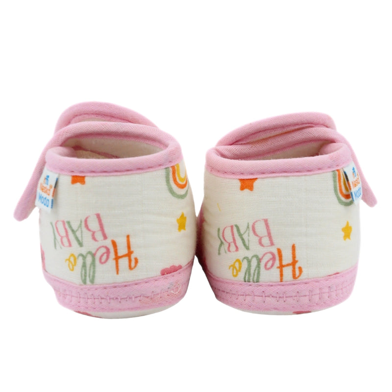 Baby Unisex Muslin Velcro Pink Booties-BT5485