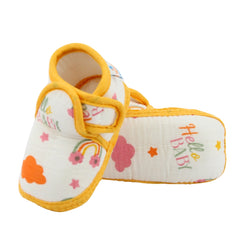 Baby Unisex Muslin Velcro Yellow Booties-BT5486