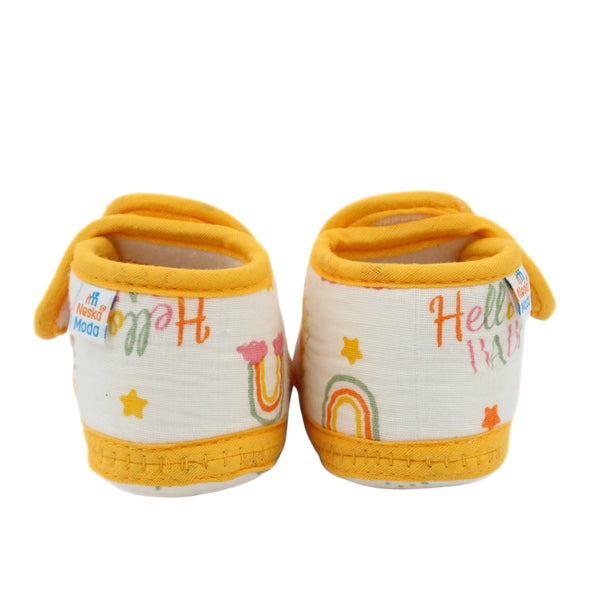Baby Unisex Muslin Velcro Yellow Booties-BT5486
