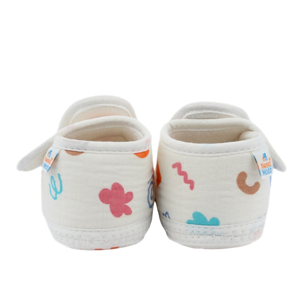Baby Unisex Muslin Velcro White Booties-BT5487