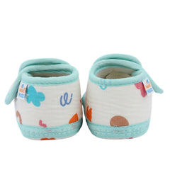 Baby Unisex Muslin Velcro Mint Blue Booties-BT5488