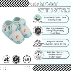 Baby Unisex Muslin Velcro Mint Blue Booties-BT5488