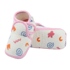 Baby Unisex Muslin Velcro Pink Booties-BT5489