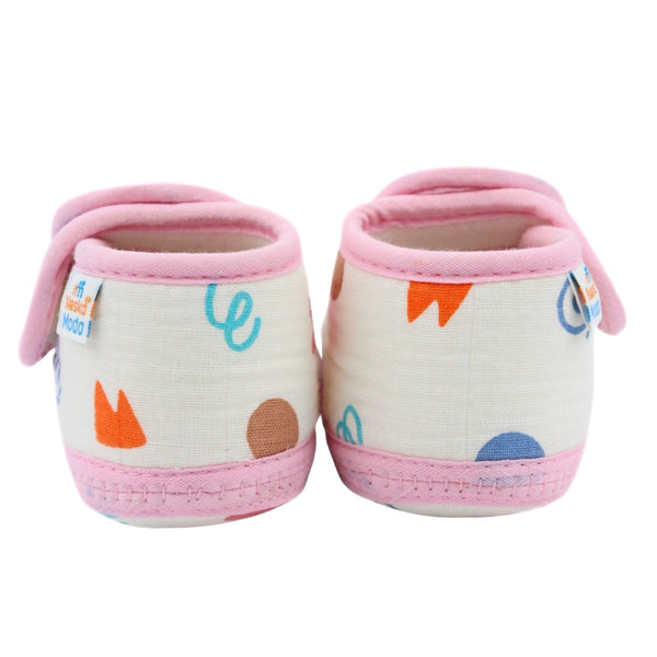 Baby Unisex Muslin Velcro Pink Booties-BT5489