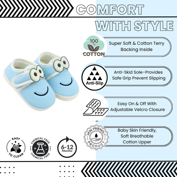 Baby Unisex Cotton Minions Smile Face Blue,White Velcro Shoe-BT5491