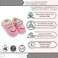 Baby Unisex Cotton Minions Smile Face Pink,White Velcro Shoe-BT5492