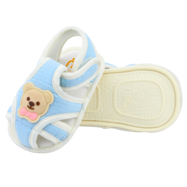 Baby Unisex Cotton Bear Face Blue,White Velcro Sandal-BT5495