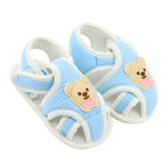 Baby Unisex Cotton Bear Face Blue,White Velcro Sandal-BT5495