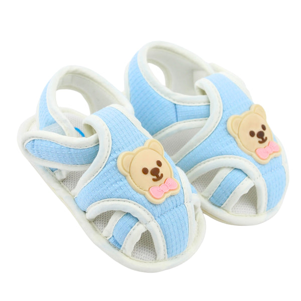 Baby Unisex Cotton Bear Face Blue,White Velcro Sandal-BT5495