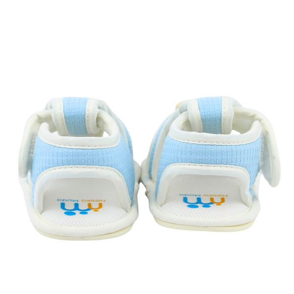 Baby Unisex Cotton Bear Face Blue,White Velcro Sandal-BT5495