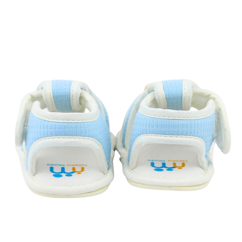 Baby Unisex Cotton Bear Face Blue,White Velcro Sandal-BT5495