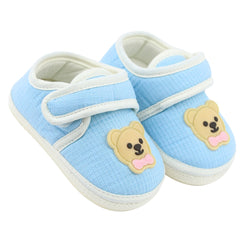 Baby Unisex Cotton Bear Face Blue,White Velcro Shoe-BT5496