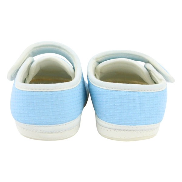 Baby Unisex Cotton Bear Face Blue,White Velcro Shoe-BT5496