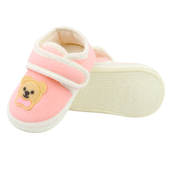 Baby Unisex Cotton Bear Face Pink,White Velcro Shoe-BT5497