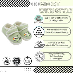 Baby Unisex Cotton Airoplane Green,White Velcro Shoe-BT5498