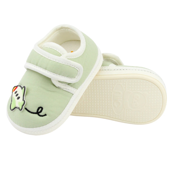 Baby Unisex Cotton Airoplane Green,White Velcro Shoe-BT5498
