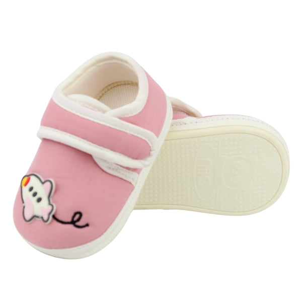 Baby Unisex Cotton Airoplane Pink,White Velcro Shoe-BT5500