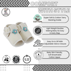 Baby Girls Skin-friendly Cotton Floral White Velcro Sandal Booties-BT5501