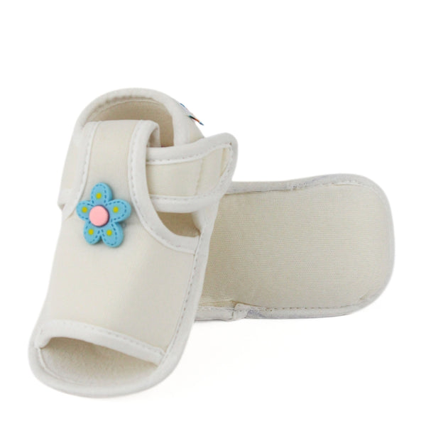 Baby Girls Skin-friendly Cotton Floral White Velcro Sandal Booties-BT5501