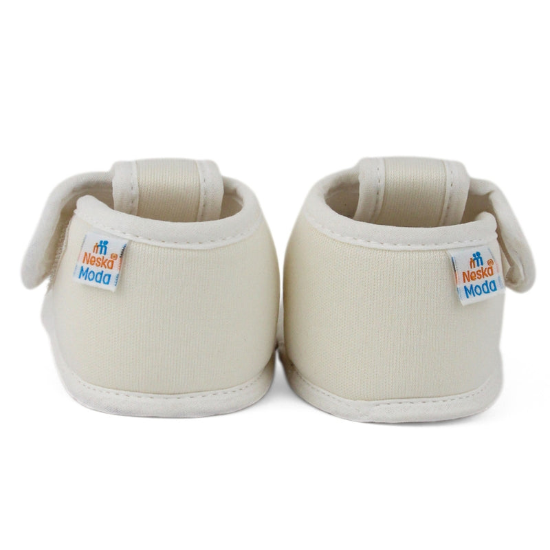 Baby Girls Skin-friendly Cotton Floral White Velcro Sandal Booties-BT5501