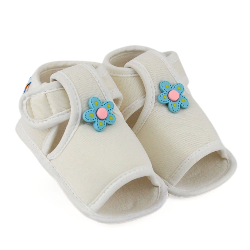 Baby Girls Skin-friendly Cotton Floral White Velcro Sandal Booties-BT5501