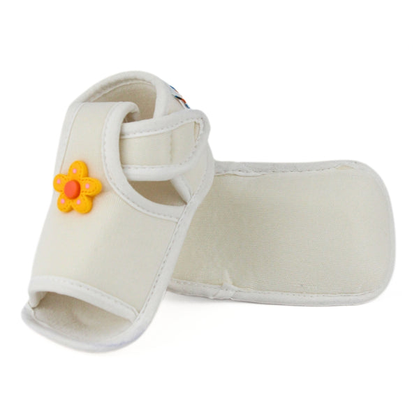Baby Girls Skin-friendly Cotton Floral White Velcro Sandal Booties-BT5502