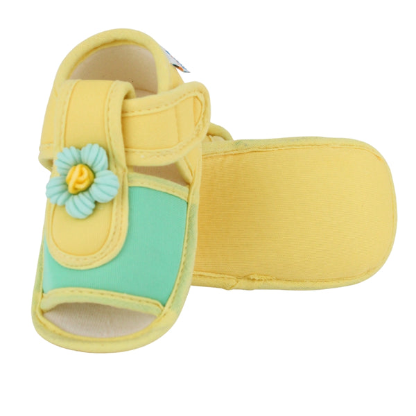 Baby Girls Cotton Floral Green,Yellow Velcro Sandal-BT5503